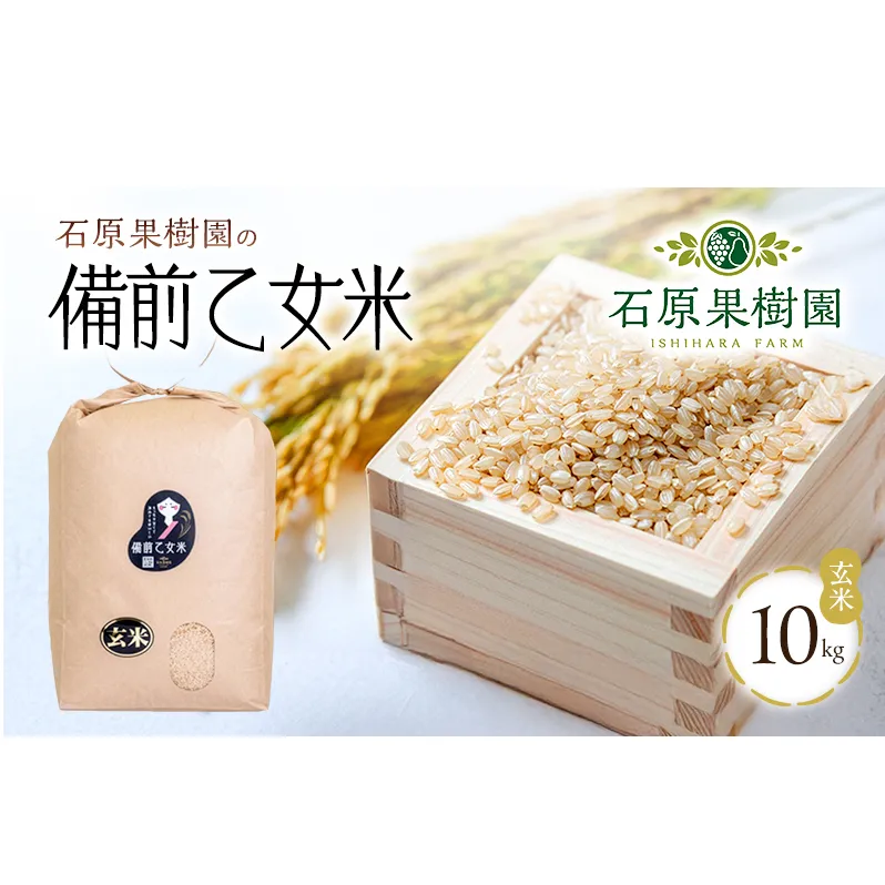米 令和8年産 石原果樹園の備前乙女米 玄米 10kg×1袋 ※11月上旬~順次発送予定 ライス お米 ライス 乳酸菌栽培 岡山県 おにぎり お弁当