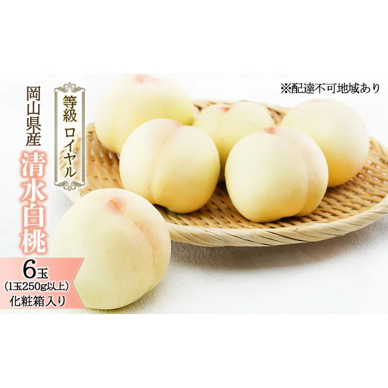 桃 2026年 先行予約 清水 白桃 6玉 （1玉250g以上） 等級：ロイヤル 化粧箱入り もも モモ 岡山県産 国産 フルーツ 果物 ギフト 贈答品 糖度12.0度以上