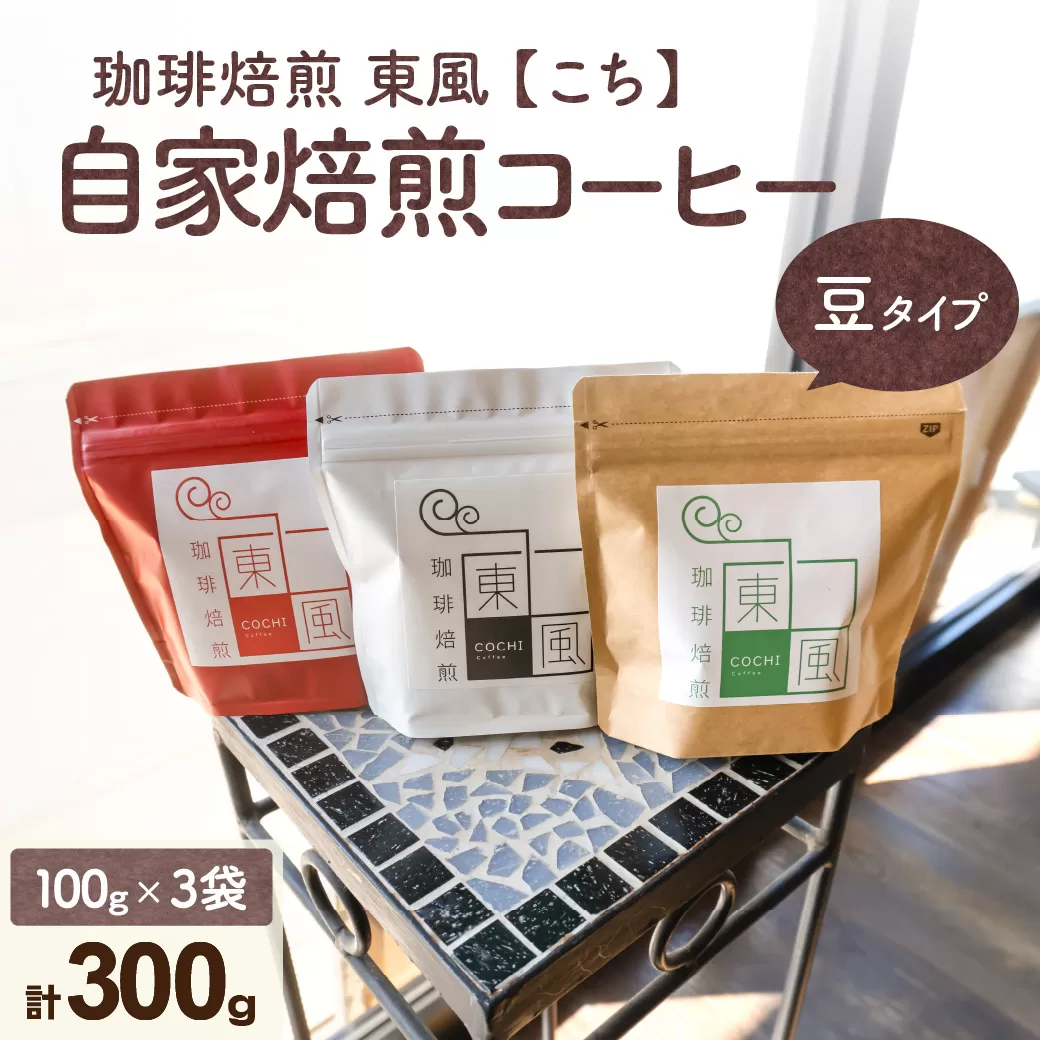 自家焙煎 コーヒー豆 焙煎珈琲 東風 オリジナルブレンド 100g×3袋 セット