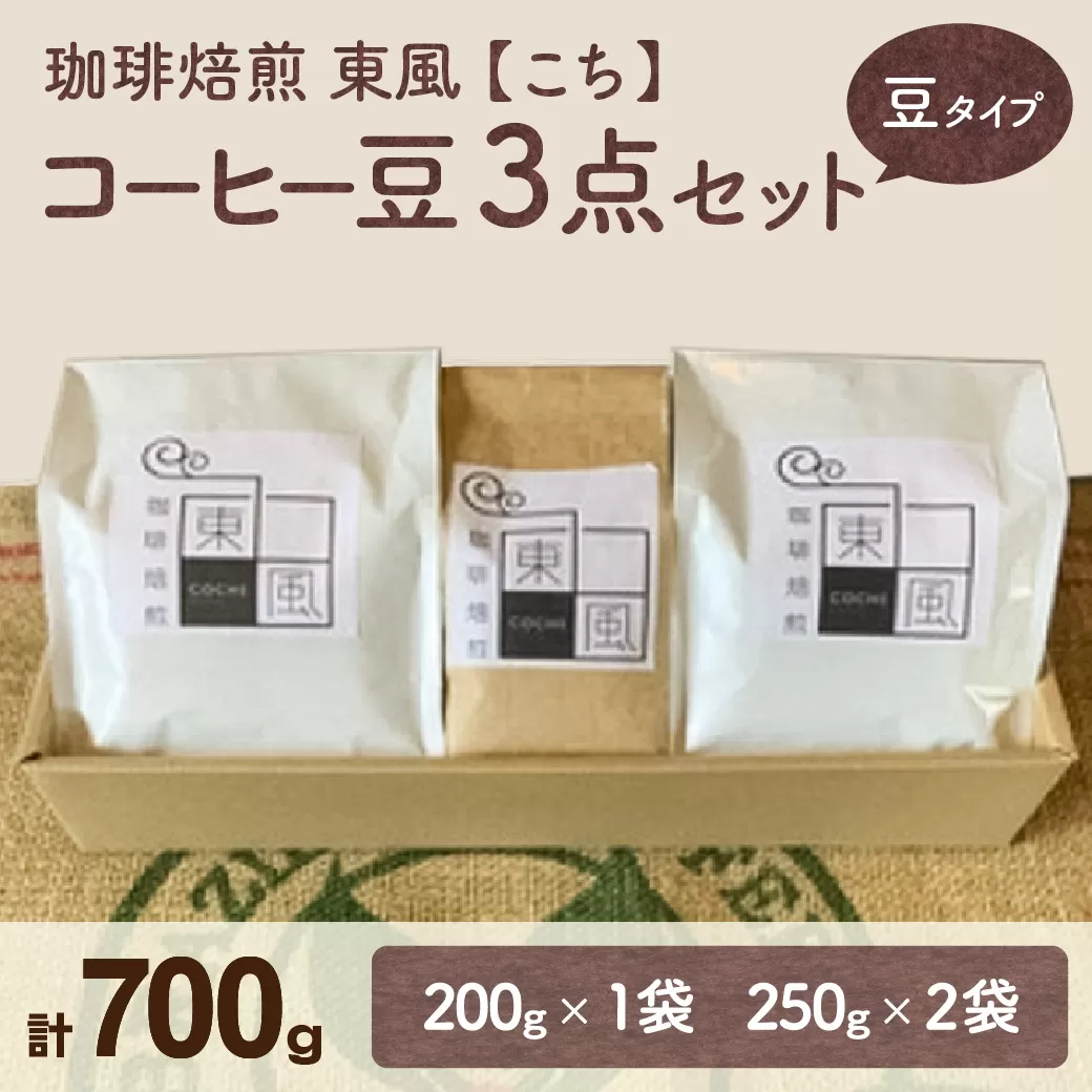 0017-G-002　自家焙煎　東風（こち）コーヒー豆3点セット