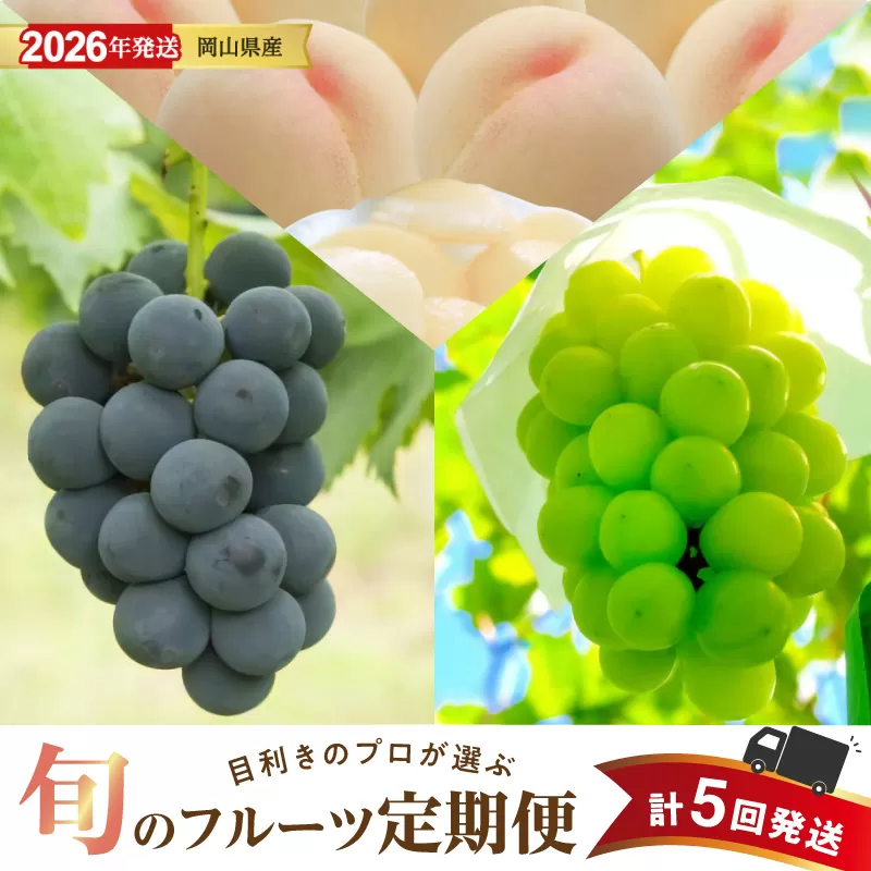 【2026年発送分 先行受付スタート！】【定期便】岡山県産 白桃 約4kg・ぶどう 約5kg 計５回発送【ニューピオーネ シャインマスカット 晴王 葡萄 ぶどう 白桃 桃 もも 果物 くだもの フルーツ 定期便】