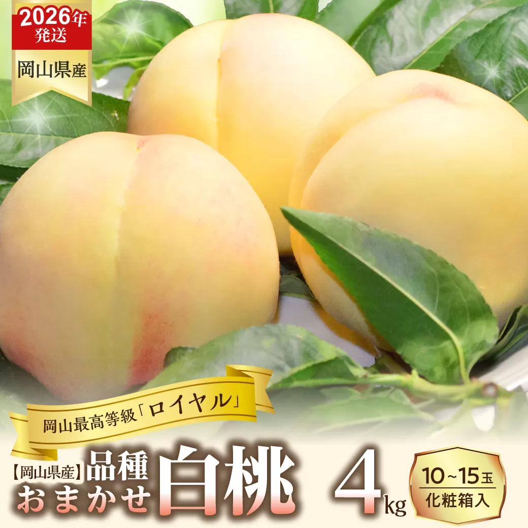 【令和８年発送分】岡山県産 白桃「ロイヤル」4kg（令和8年7月から8月頃発送）【 岡山県産 白桃 ロイヤル 晴れの国おかやま 】