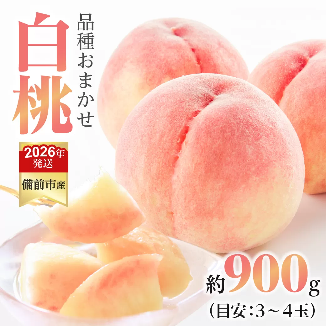 【2026年発送分　先行受付開始！】びぜん白桃　早生4品種のうち1品種　約0.9kg（令和8年6月下旬～7月上旬頃発送）【 岡山県備前市産 白桃 早生 約0.9kg 】