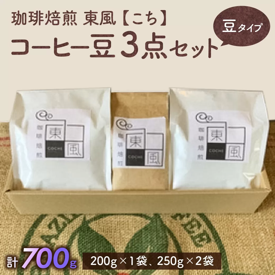 0017-G-002　自家焙煎　東風（こち）コーヒー豆3点セット