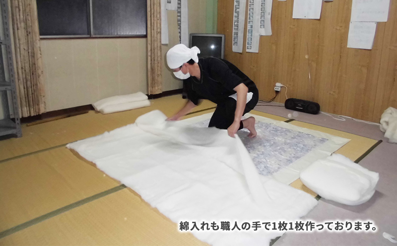 木綿 和布団 シングル 敷き布団 1点（しぼり柄 ブルー ） ふとん