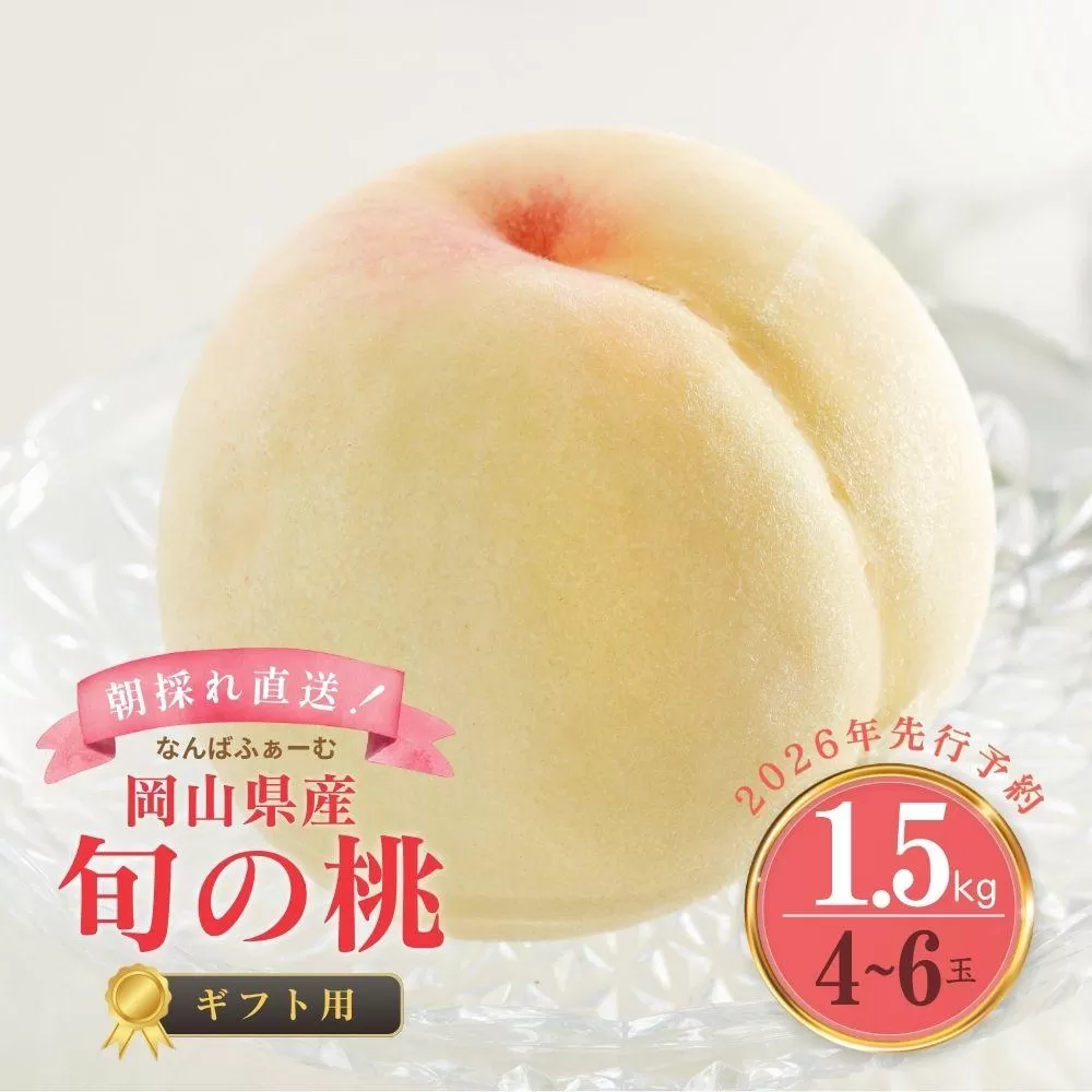 【数量限定】［なんばふぁーむ］岡山県産 旬の桃 1.5kg（4～6玉）【2026年発送】[ギフト用]