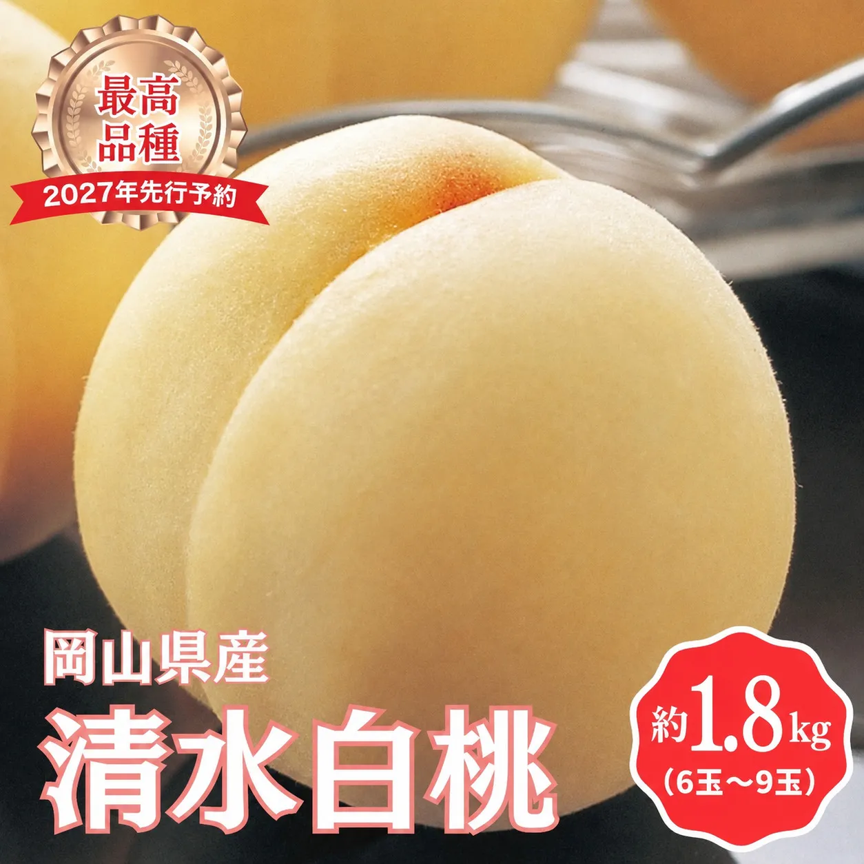【2027年先行予約】［拝郷果樹園］岡山県産 清水白桃 約1.8kg（6玉～9玉）桃 もも モモ ピーチ 白桃 完熟 朝採り 新鮮 旬 食べごろ 食べ頃 フルーツ 果物 くだもの 岡山産 産地直送 産直 特産 特産品 送料無料 食べ比べ 岡山 鏡野町