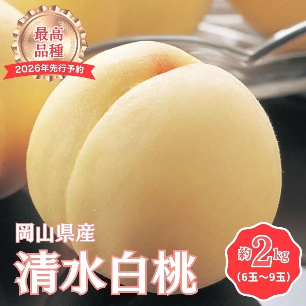 【2026年先行予約】［拝郷果樹園］岡山県産 清水白桃 約2kg（6玉〜9玉）【037-a002】
