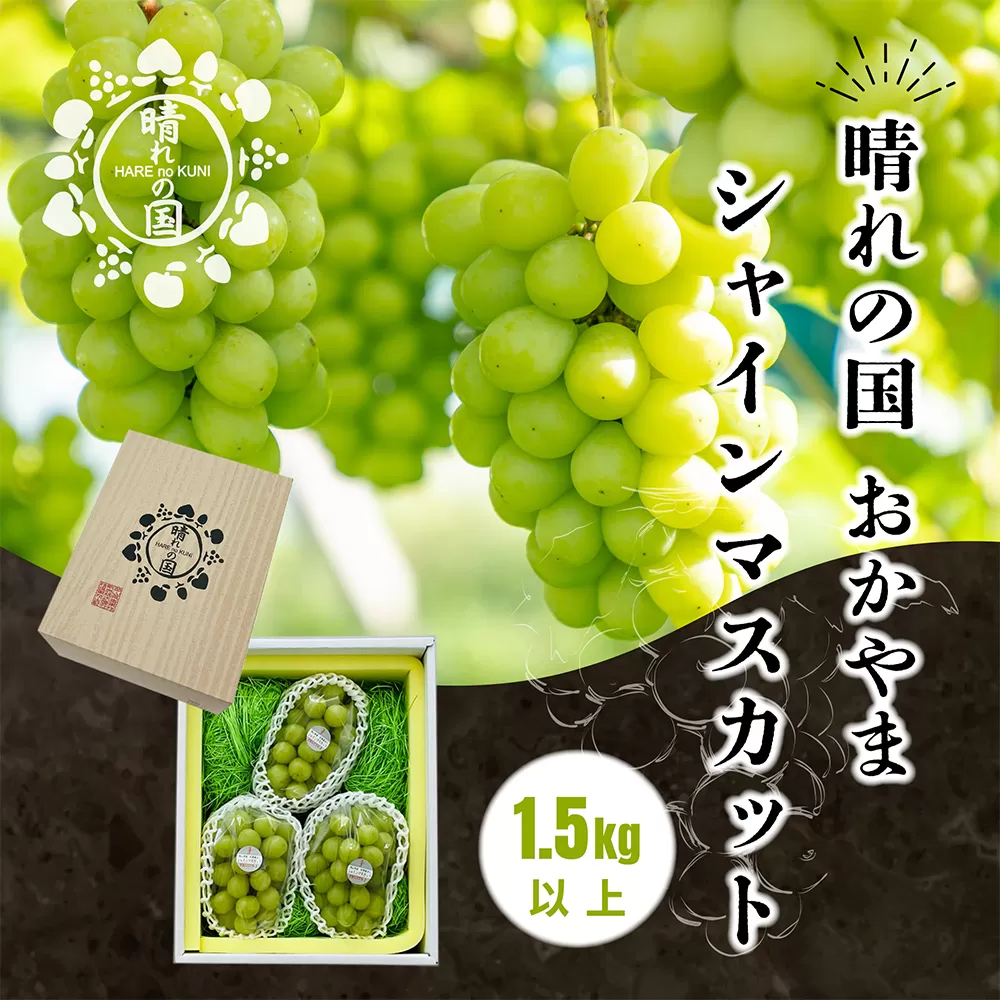 【先行予約　2025年9月上旬発送〜】岡山県産シャインマスカット 1.5kg（2〜3房）［021-a020］