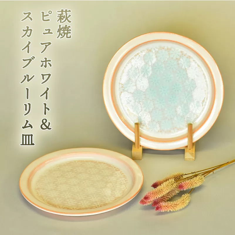 萩焼 ピュアホワイト＆スカイブルーリム皿｜HG000637
