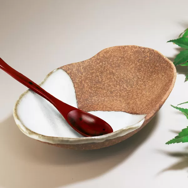 萩焼　楕円掛分深皿 カレー・パスタ皿｜HG000326