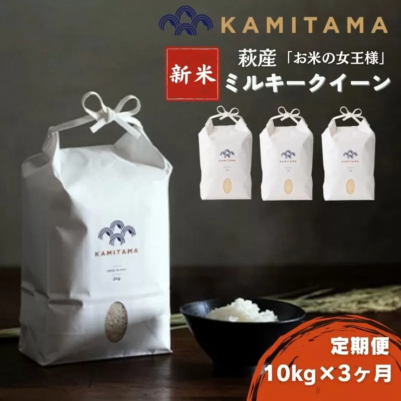定期便 3か月 ミルキークイーン 令和8年 10kg 米 コメ こめ 萩産 KAMITAMA