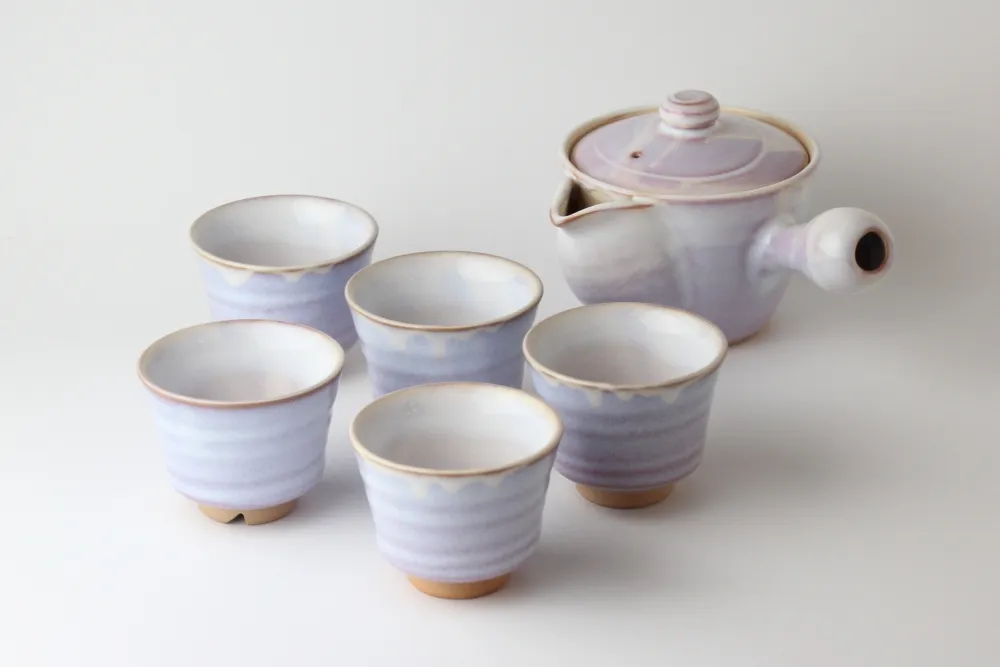 萩焼 萩むらさき朝顔茶器揃