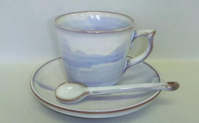 萩焼 萩むらさきコーヒーカップ (角)｜HG000107