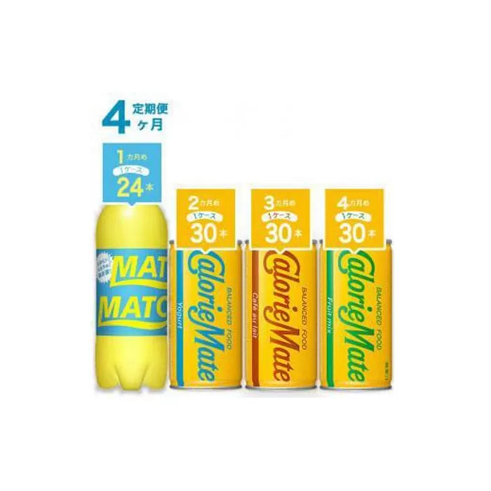 【定期便全4回】マッチ＆カロリーメイトリキッド各種（ヨーグルト味、カフェオレ味、フルーツミックス味）計114本 炭酸飲料 微炭酸 ビタミン炭酸 炭酸 ソーダ―