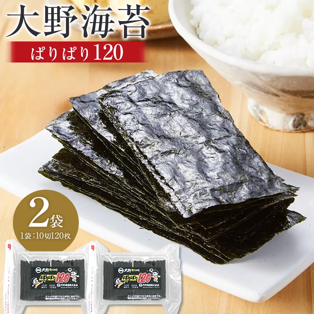 大野海苔 「ぱりぱり120(2袋)」海苔 のり 味付け海苔 徳島のソウルフード