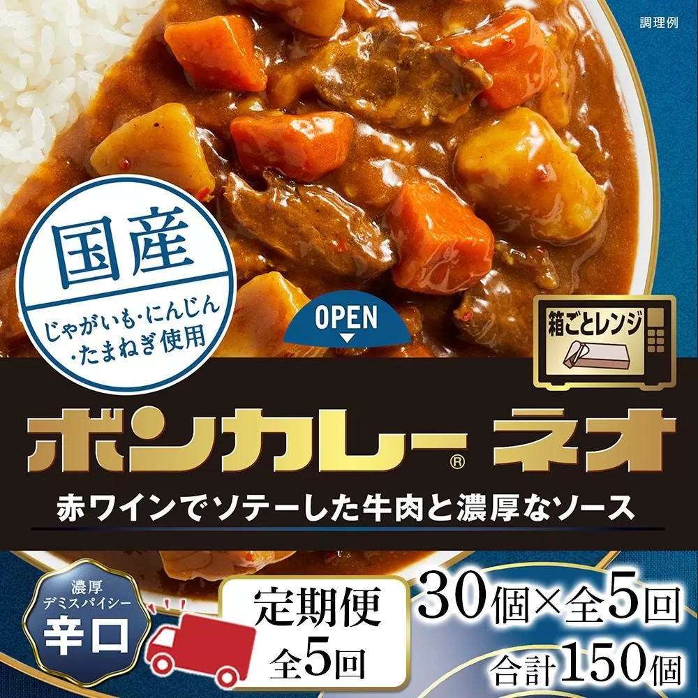 【定期便 全5回】ボンカレーネオ 濃厚デミスパイシー(辛口)　30個×5回　計150個