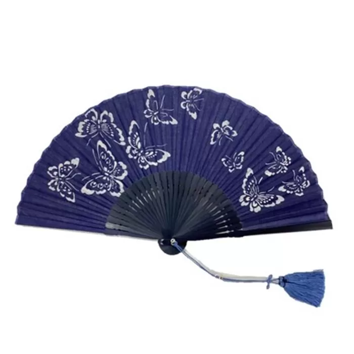 徳島伝統工芸 阿波藍染 扇子【蝶】