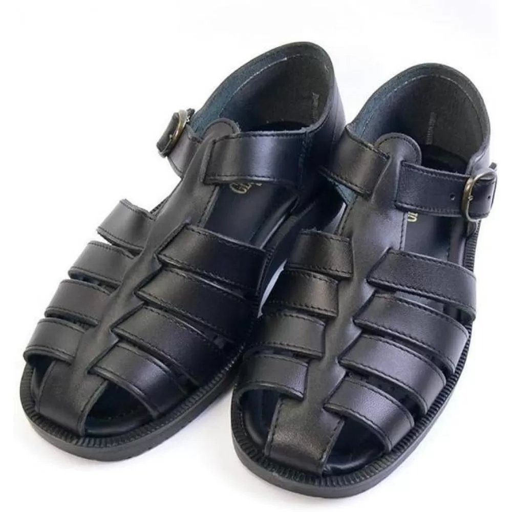 日本製 牛革グルカサンダル 黒 メンズ用【サイズ:LL】