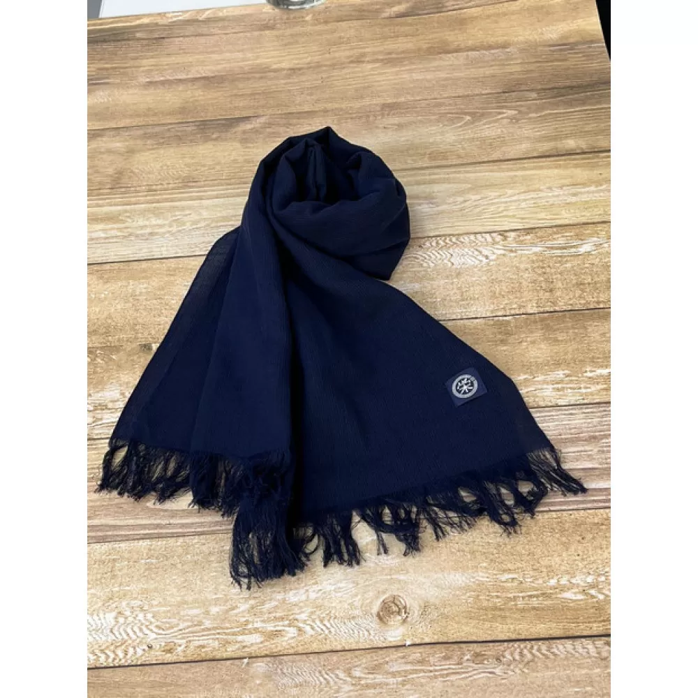 徳島市産 正藍先絲染 和田縞ストール 【濃紺色】