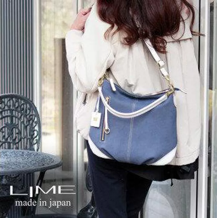 LIME（ライム）　デニムレザー　２wayショルダーバッグ　アイボリー