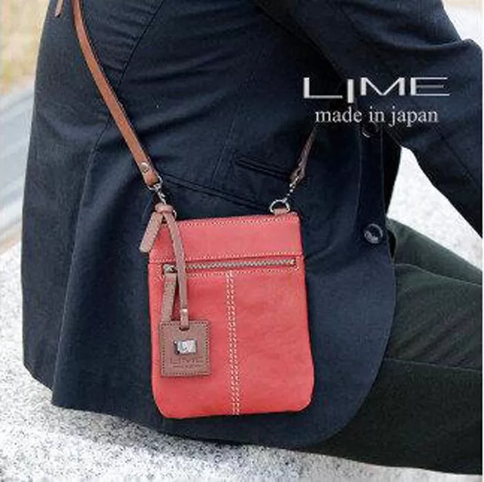 LIME（ライム）　ヌメ革ミニショルダーバッグ　ワイン