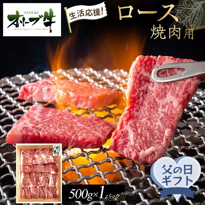 【父の日ギフト】《生活応援》オリーブ牛ロース焼肉用　500g