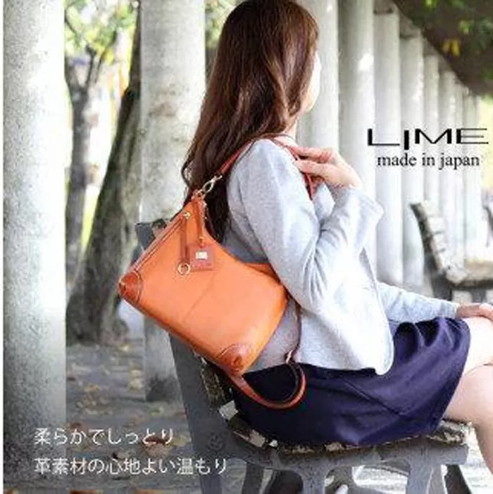 LIME（ライム）　シルクレザー　2wayショルダーバッグ　オレンジ