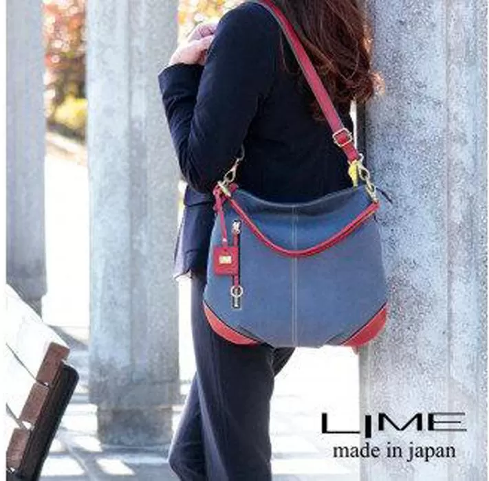 LIME（ライム）　デニムレザー　2wayショルダーバッグ　レッド