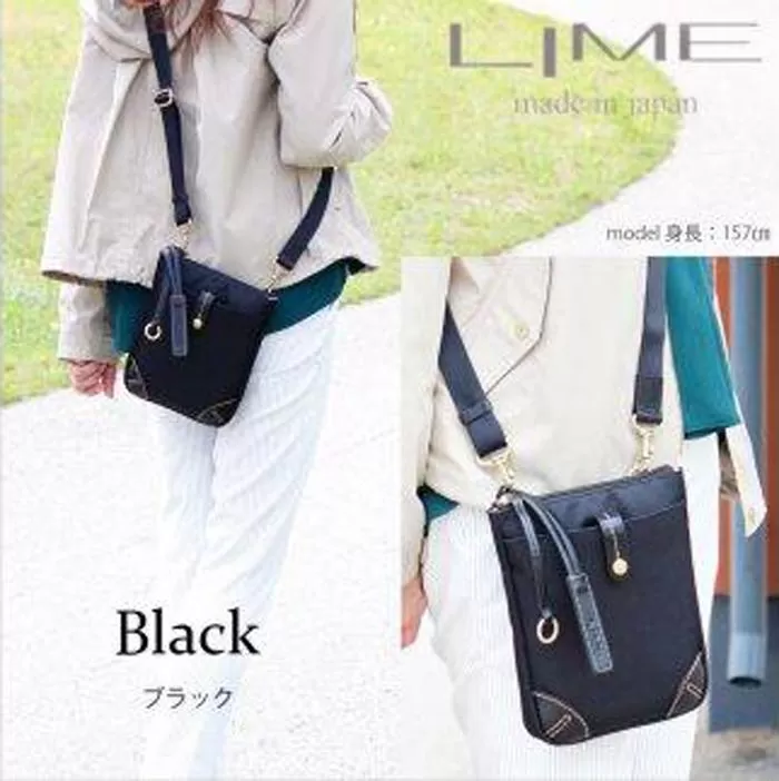 LIME(ライム）　撥水ナイロンスマートポーチ　ブラック