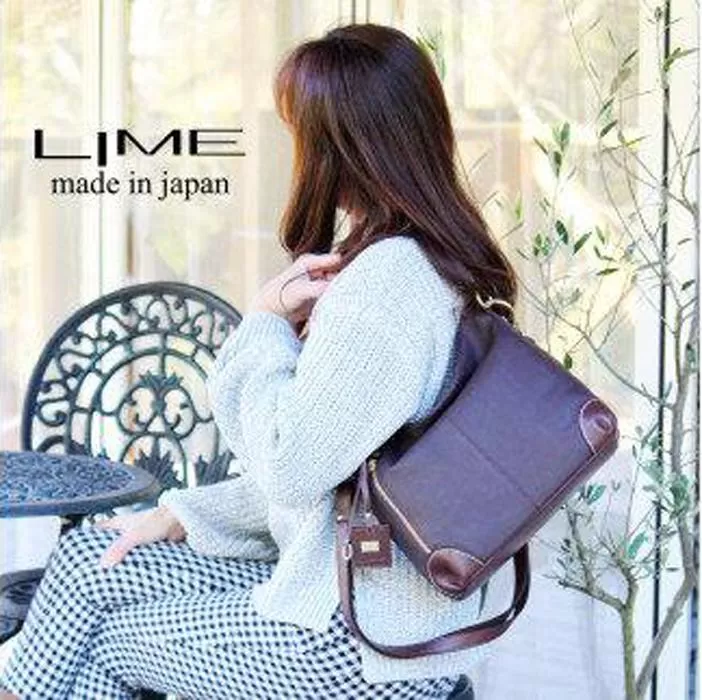 LIME（ライム）　シルクレザー　2wayショルダーバッグ　チョコ