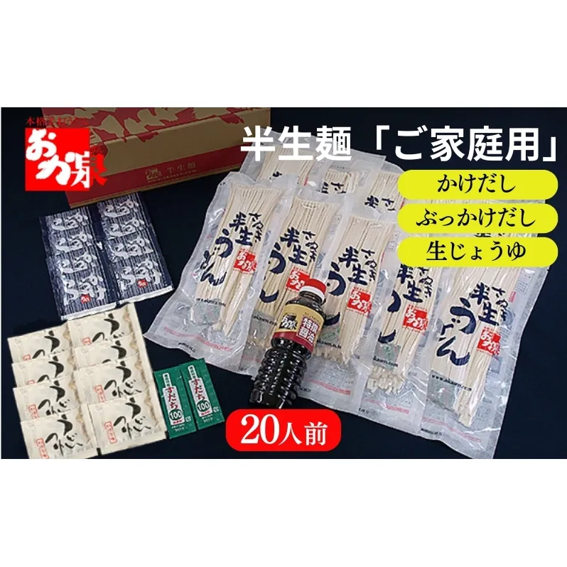 おか泉 半生麺「ご家庭用」（「かけだし」「ぶっかけだし」タイプ）20人前 さぬきうどん 行列のできる店 / うどん 麺 麺類