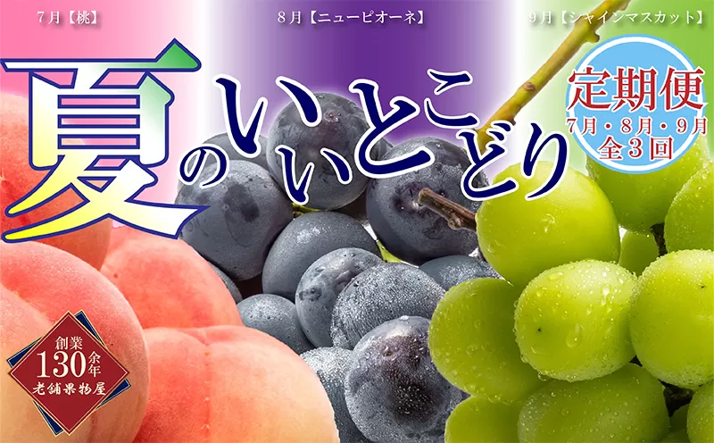 【全3回】フルーツ定期便「丸亀市夏のいいとこどり定期便」/シャインマスカット 桃 ピオーネ 定期配送 頒布会 果実 果物 果物類 ブドウ ニューピオーネ 季節の果物 旬のフルーツ