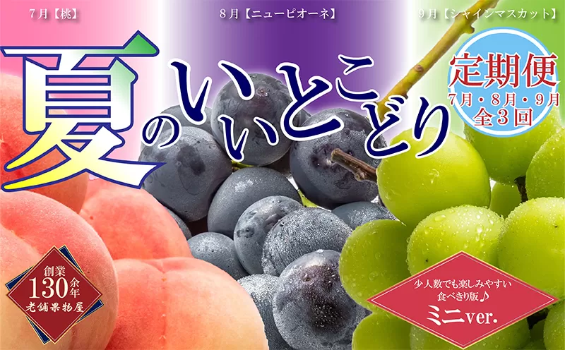 【全3回】フルーツ定期便「丸亀市夏のいいとこどり定期便」～少人数でも楽しみやすい食べきり版～/シャインマスカット 桃 ピオーネ 定期配送 頒布会 果実 果物