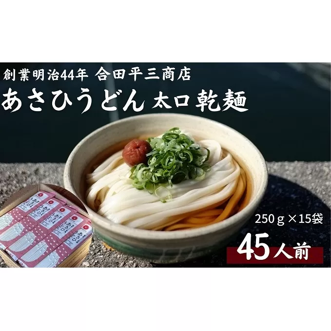 【45人前】あさひうどん太口 乾麺（麺250g×15袋） 麺類 