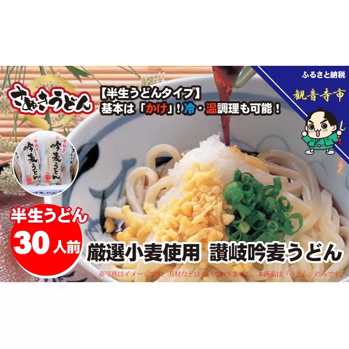 「さぬき半生」 讃岐吟麦うどん 30人前 300g×10袋 麺類 