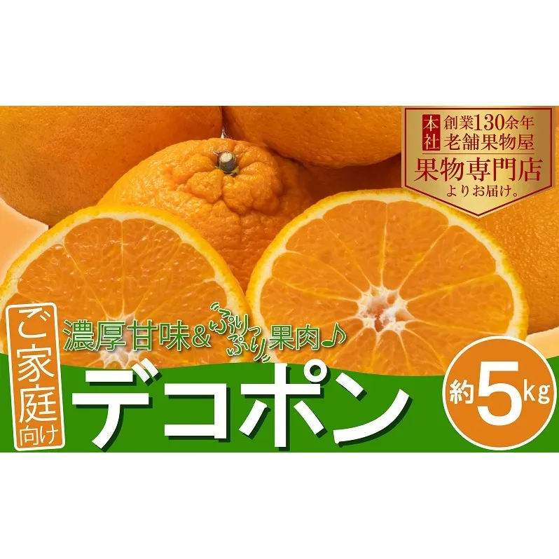 ご家庭用！「デコポン」約5kg フルーツ デザート 甘い 果物類 みかん 柑橘類 手で剥ける 果皮 甘味 果肉 肉厚 ジューシー 専門店 美味しい