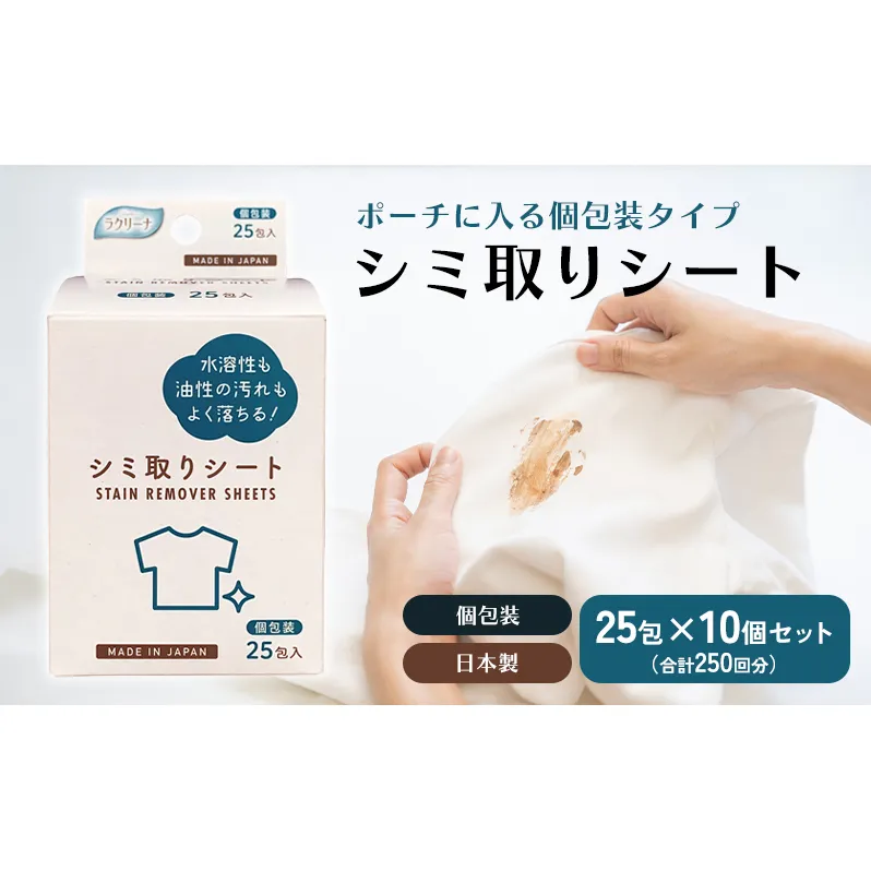 シミ取りシート1箱 25包（個包装）×10個セット（250回分）〈KA-154F〉
