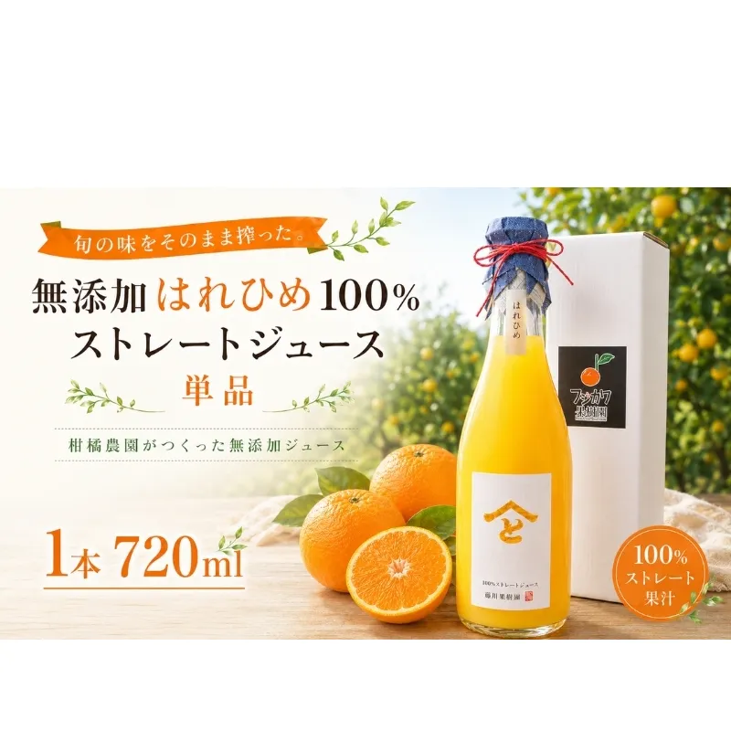 果樹園直送 無添加 はれひめ100%ストレートジュース(単品) 果汁飲料 みかんジュース