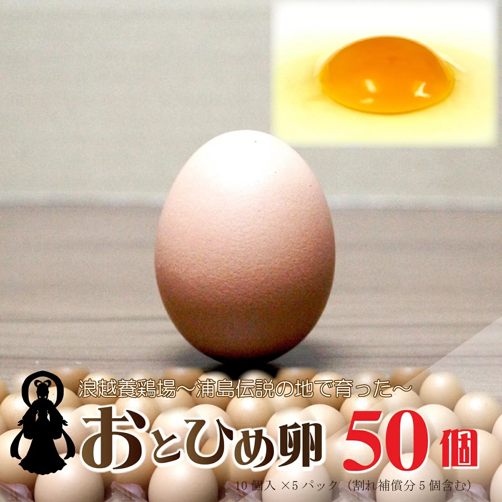 新鮮【おとひめ卵】～父母ヶ浜の夕日～たまご５０個（45個＋割れ補償5個）