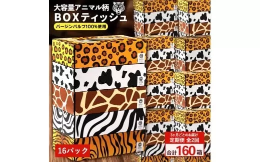 3か月ごと2回　ANIMAL Boxティッシュ 5箱×16パック