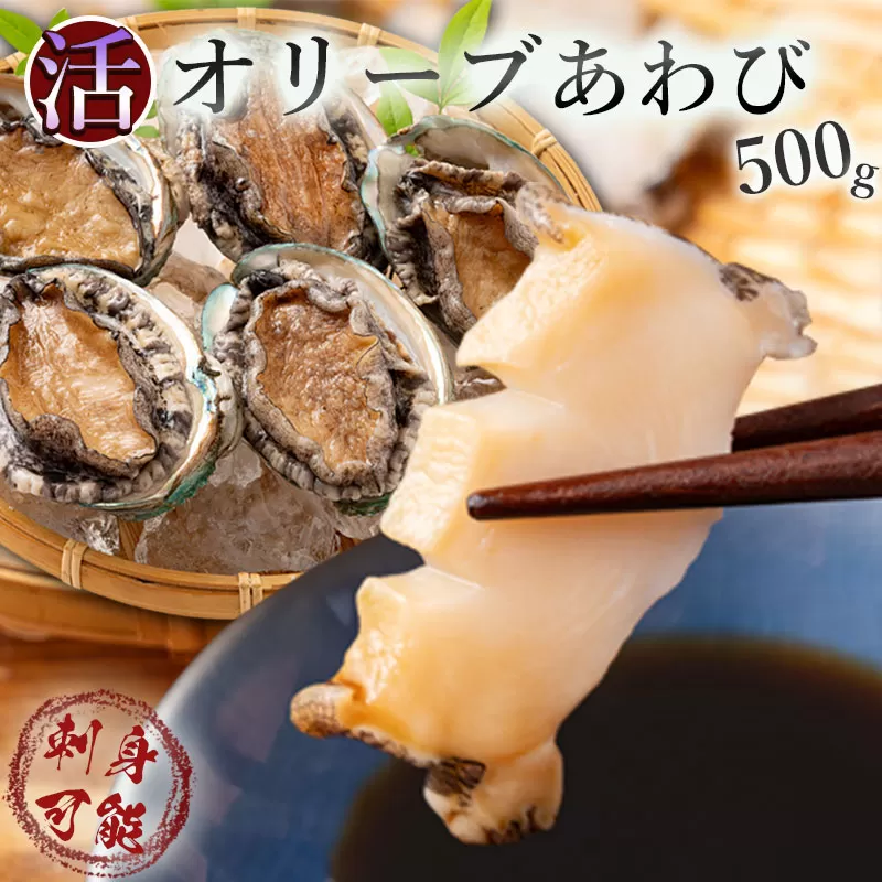 【ふるさと納税】【配送不可地域：北海道・東北・沖縄県・離島】オリーブアワビ約500ｇ 5個入り前後 殻付き 鮑 特産品 送料無料 食品 おすすめ お取り寄せ お取り寄せグルメ 海鮮 魚介 ステーキ 酒蒸し バター焼き ソテー 鉄板焼き BBQ 香川県 三豊市  あわび 秋 旬