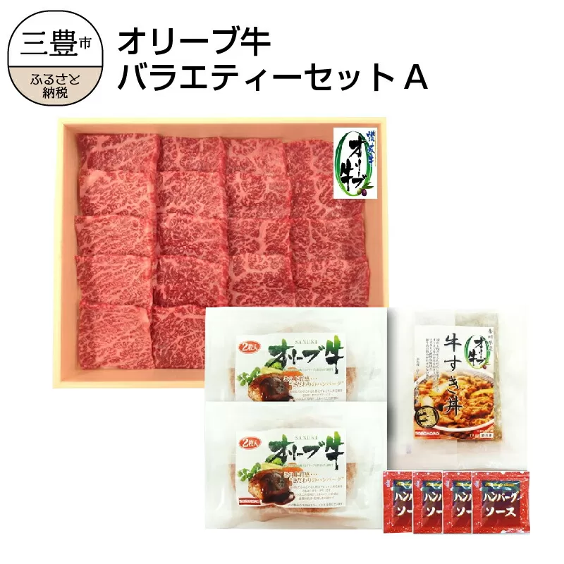 【ふるさと納税】オリーブ牛バラエティーセットA s-9 讃岐牛 モモ肉 赤身肉 焼肉用 ハンバーグ 牛すき丼