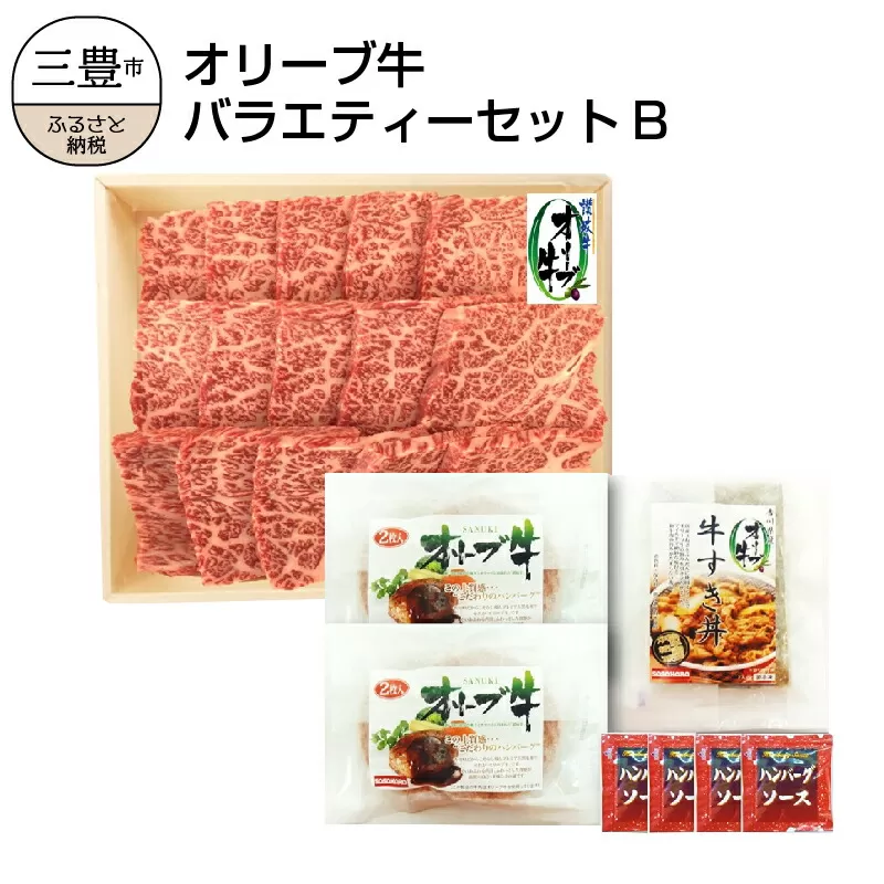 【ふるさと納税】オリーブ牛バラエティーセットB s-10 讃岐牛 肩ロース 赤身肉 焼肉用 ハンバーグ 牛丼