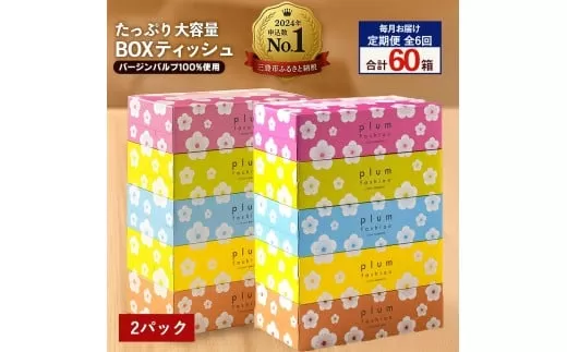 毎月6回　プラムファッション Boxティッシュ 5箱×2パック