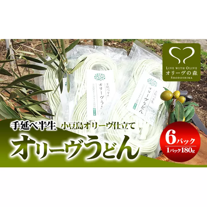 【 小豆島 】オリーヴの森 手延べ半生オリーヴうどん 小豆島産 オリーヴオイル仕立て 6ケパック 手延べ うどん 饂飩 ウドン 麺 麺類 半生 オリーブ オイル 香川 香川県 土庄 土庄町