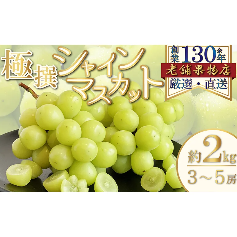 極撰！シャインマスカット　約2kg(3～5房) 