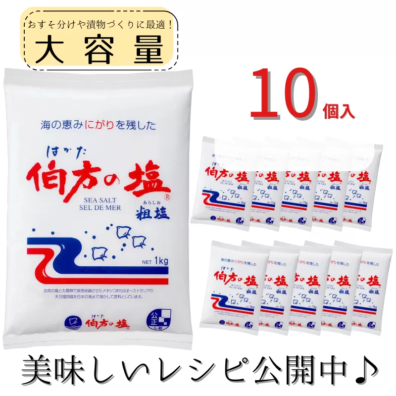 伯方の塩(粗塩)　1kg×10個