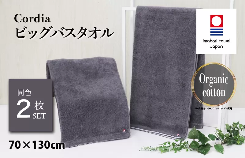 （今治タオルブランド認定品）Cordiaビッグバスタオル 2枚 （ダークグレー） [I003960BBT2DGY] 今治タオル タオル バスタオル 大きめ 今治バスタオル 毛羽落ち 吸水 速乾 軽量 ふわふわ 超無撚糸 ギフト ギフトセット お祝い 贈り物 日本製 プレーリードッグ
