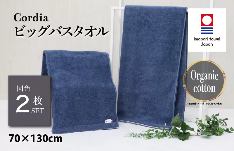 （今治タオルブランド認定品）Cordiaビッグバスタオル 2枚 （ダルブルー） [I003960BBT2DB] 今治タオル タオル バスタオル 大きめ 今治バスタオル 毛羽落ち 吸水 速乾 軽量 ふわふわ 超無撚糸 ギフト ギフトセット お祝い 贈り物 日本製 プレーリードッグ